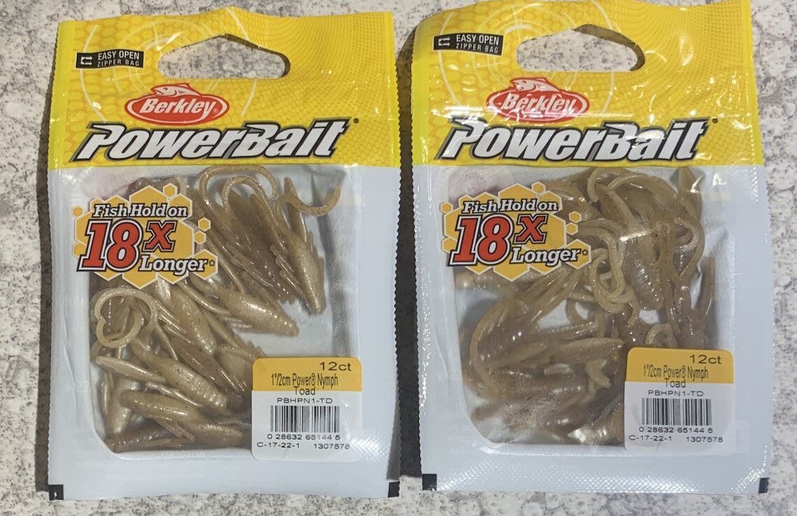 2 Pack Berkley Powerbait 1” Power Nymph Ice Fishing Bait