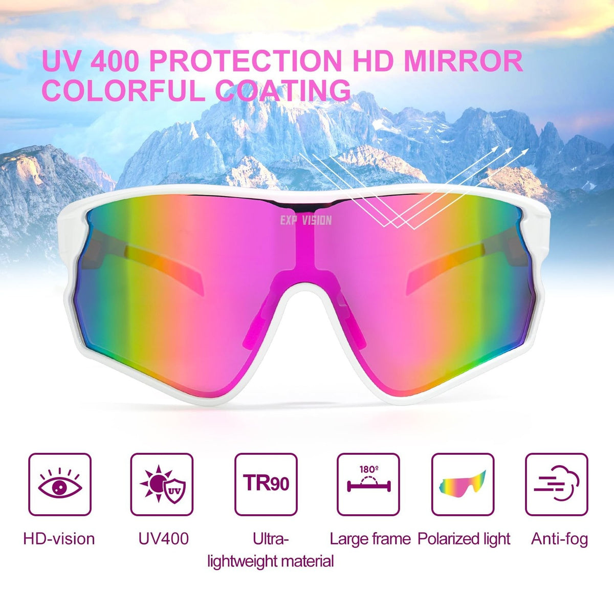 Polarized Cycling Goggles UV400 Sports Sunglasses for Running & Biking