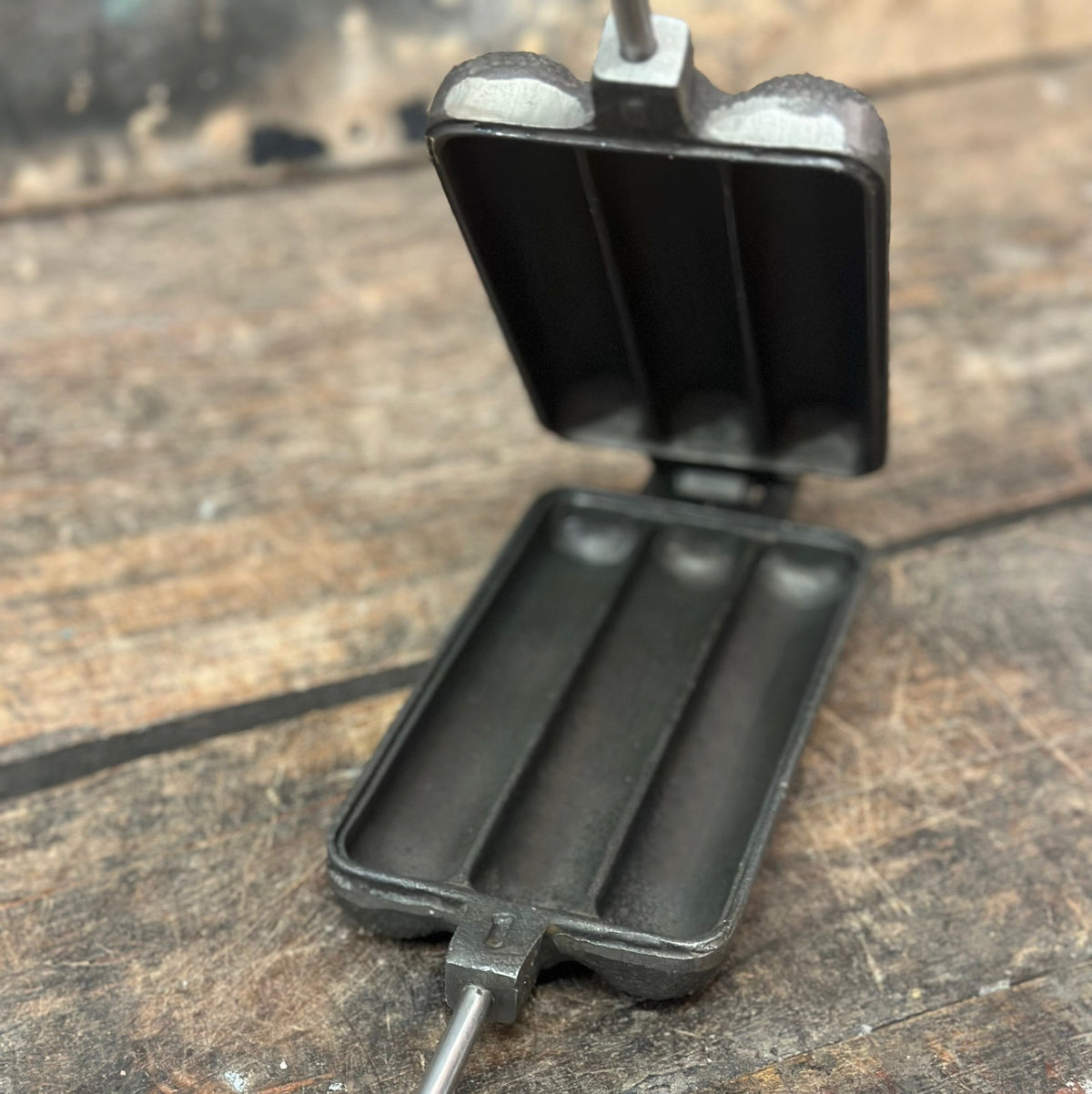 Cast Iron Hot Dog Roaster and Cornbread Baker for Firepit Camping