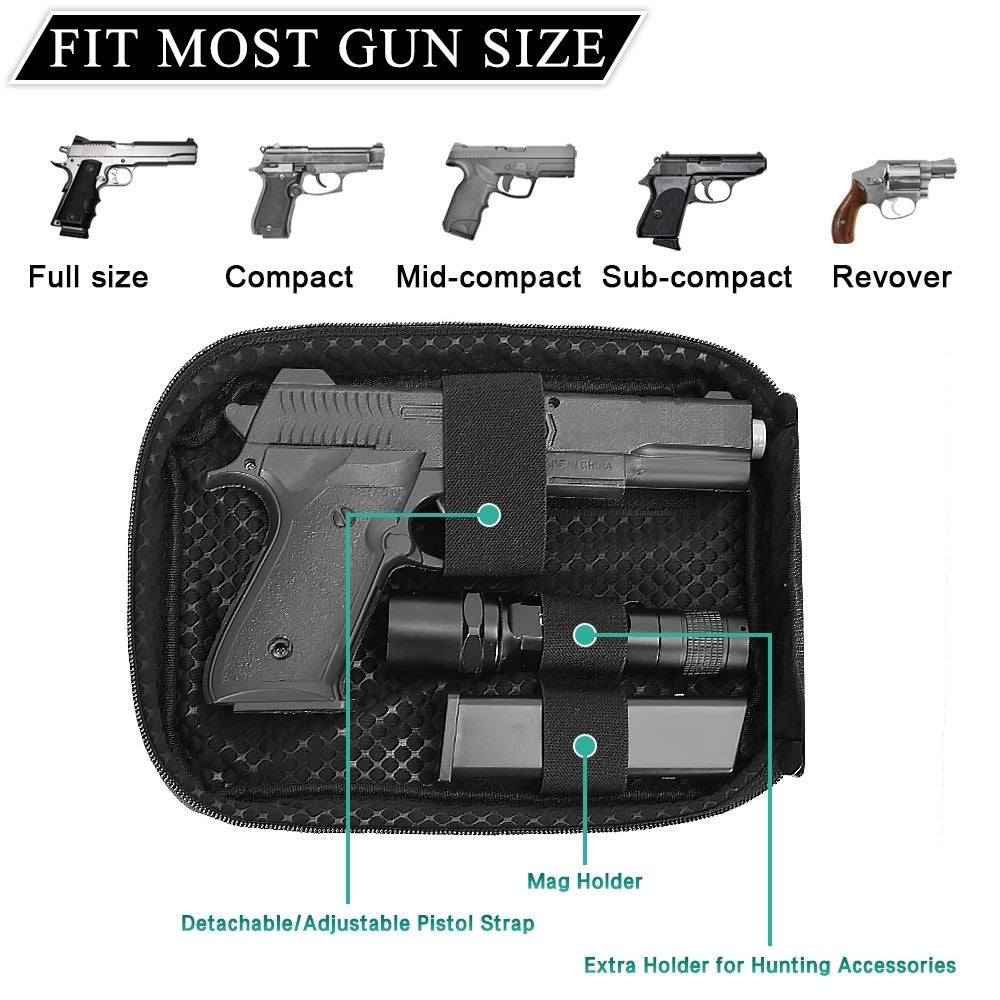 Concealed Carry Gun Pouch Holster Wallet Bag with Belt Loops - Black