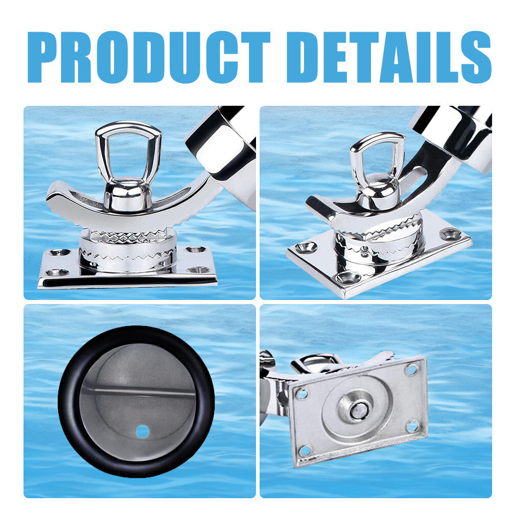 4-Pack Stainless Steel Boat Fishing Rod Holders 360° Rotation Outrigger Mounts