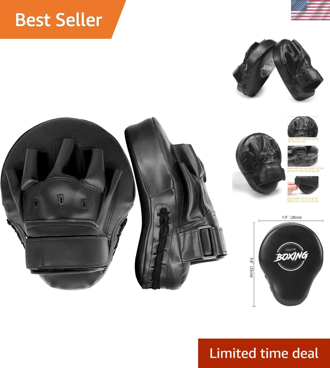 Martial Arts Punch Mitts for Karate Muay Thai Sparring - 7.9 x 9.8 Inches