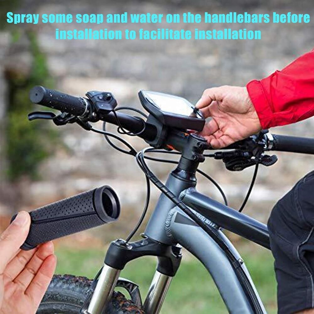 Bike Handlebar Grips Set 90mm Rubber Non-Slip Fit 22-23mm Bar Black