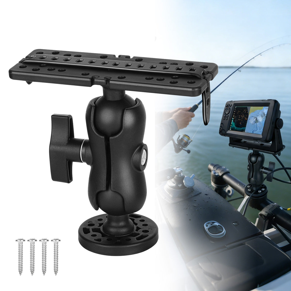 360° Fish Finder Mount with Quick Release and 60° Tilt for Marine GPS Devices