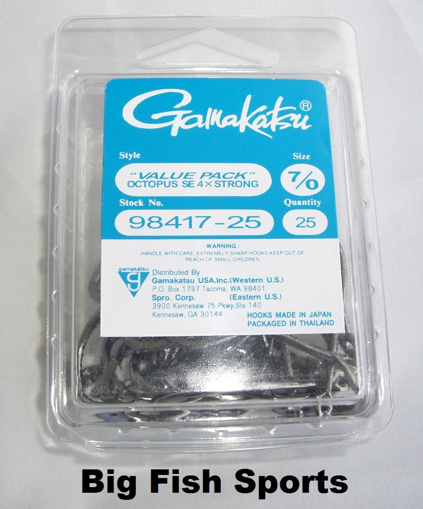 Gamakatsu #984 4X Strong Octopus Fishing Hooks - 25 Pack, Size 7/0