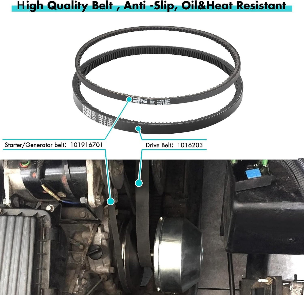 Golf Cart Clutch Drive Belt & Starter Belt Kit for Club Car DS & Precedent
