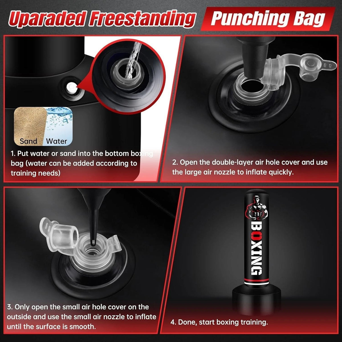 Heavy Freestanding Boxing Punching Bag with Stand 70 Inch for Martial Arts Training