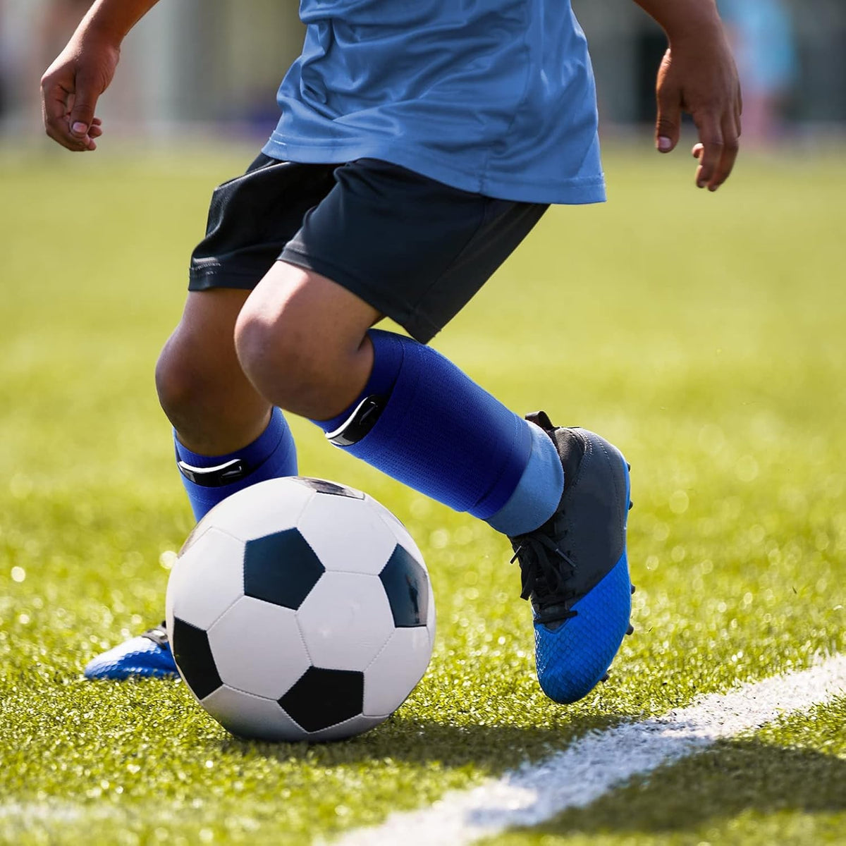 Kids Soccer Shin Guard Sleeves with Pockets, 3 Pairs Breathable Sport Protectors