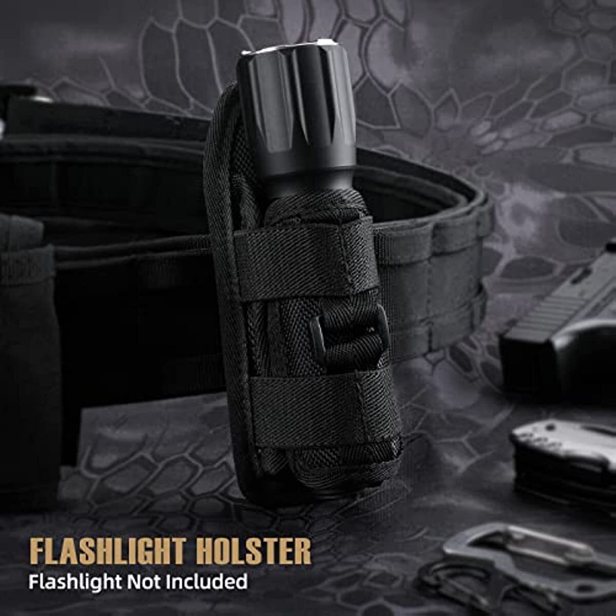 Tactical Flashlight Holster with Rotatable 360° Clip Belt Pouch for Outdoor Use