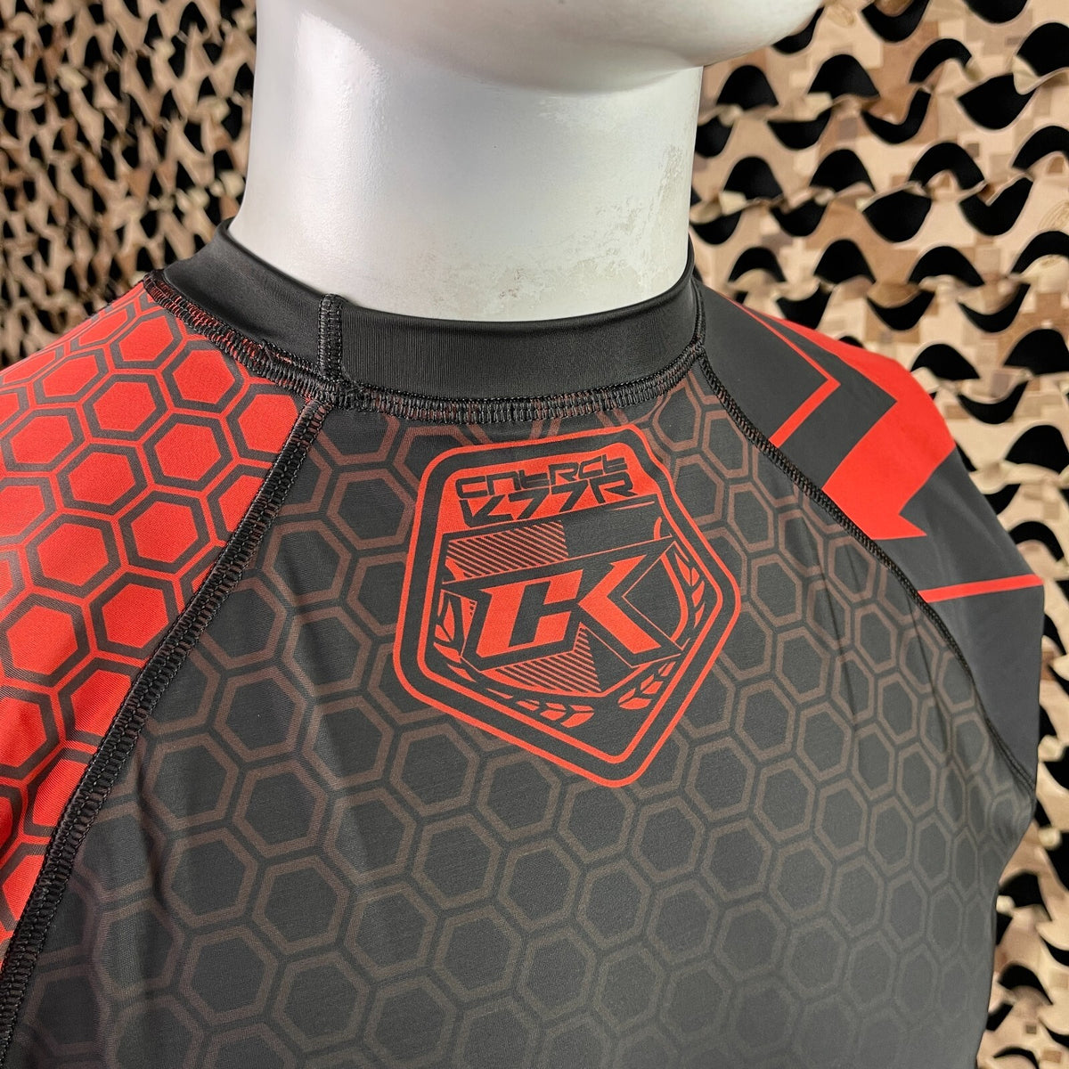 Contract Killer Long Sleeve Stained Rash Guard - Red & Black, X-Large