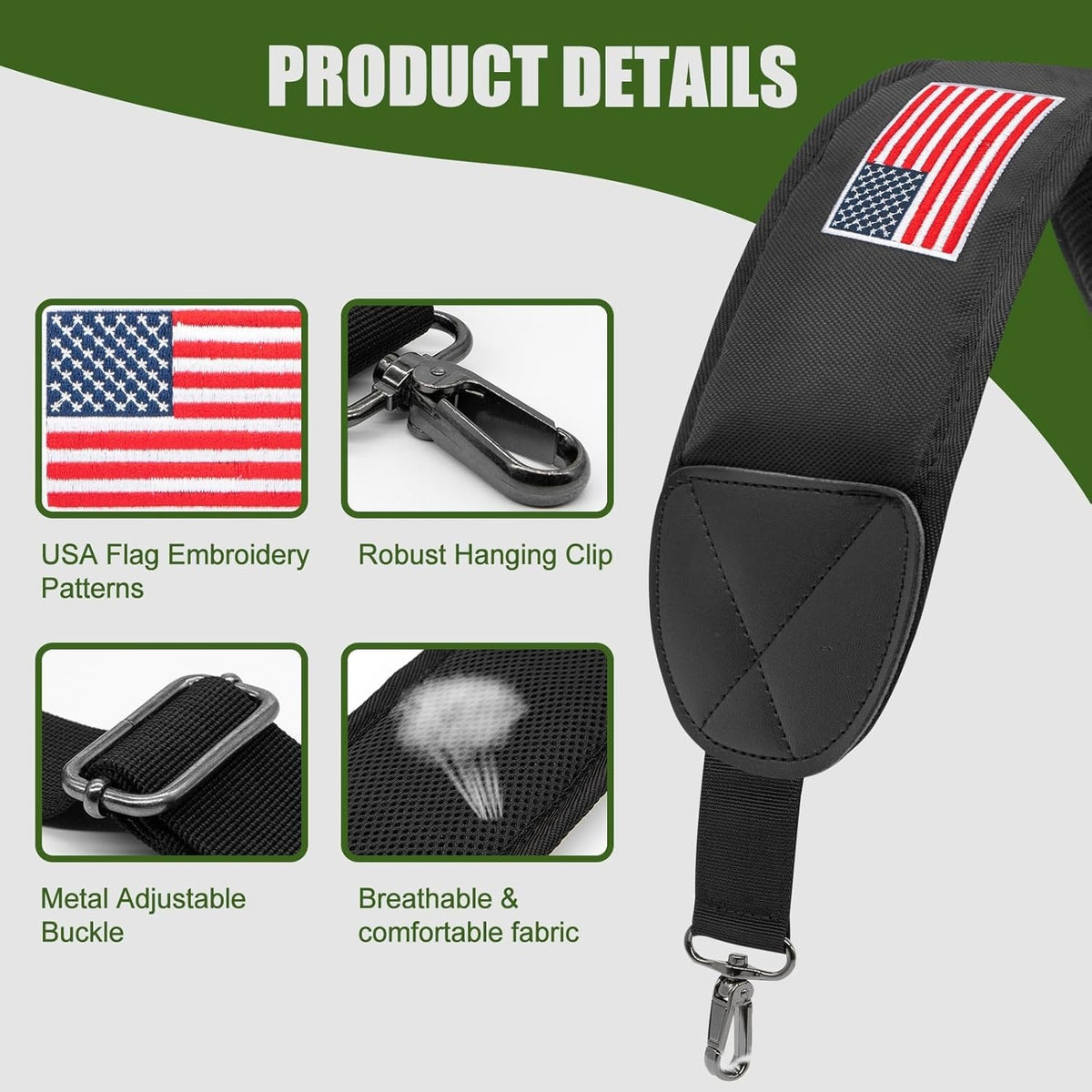 Golf Bag Shoulder Strap Replacement Adjustable Padded Nylon Carry Strap