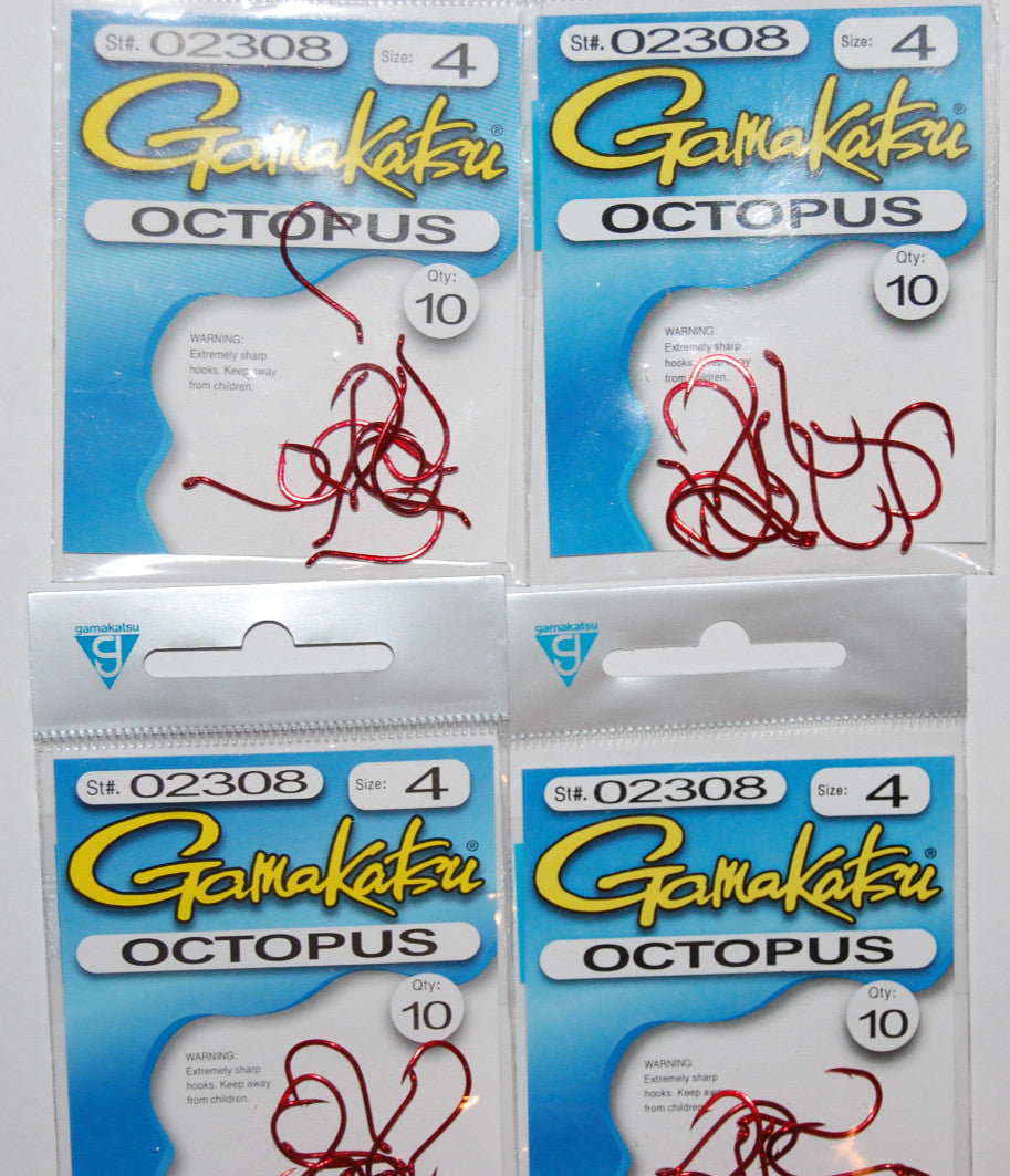 Gamakatsu Octopus Hooks Size 4 - Durable Fishing Hooks, Pack of 10