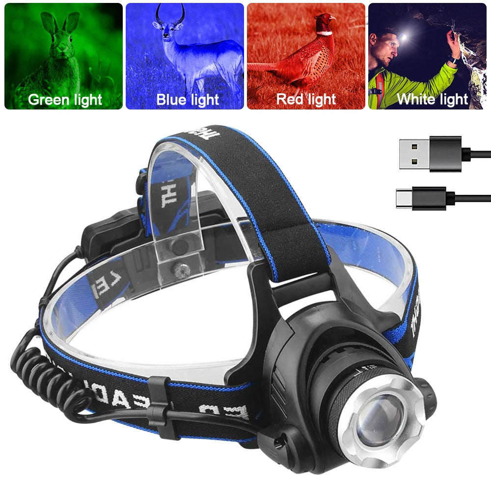 Multicolor LED RGBW Zoom Headlamp - Hunting, Camping & Outdoor Light