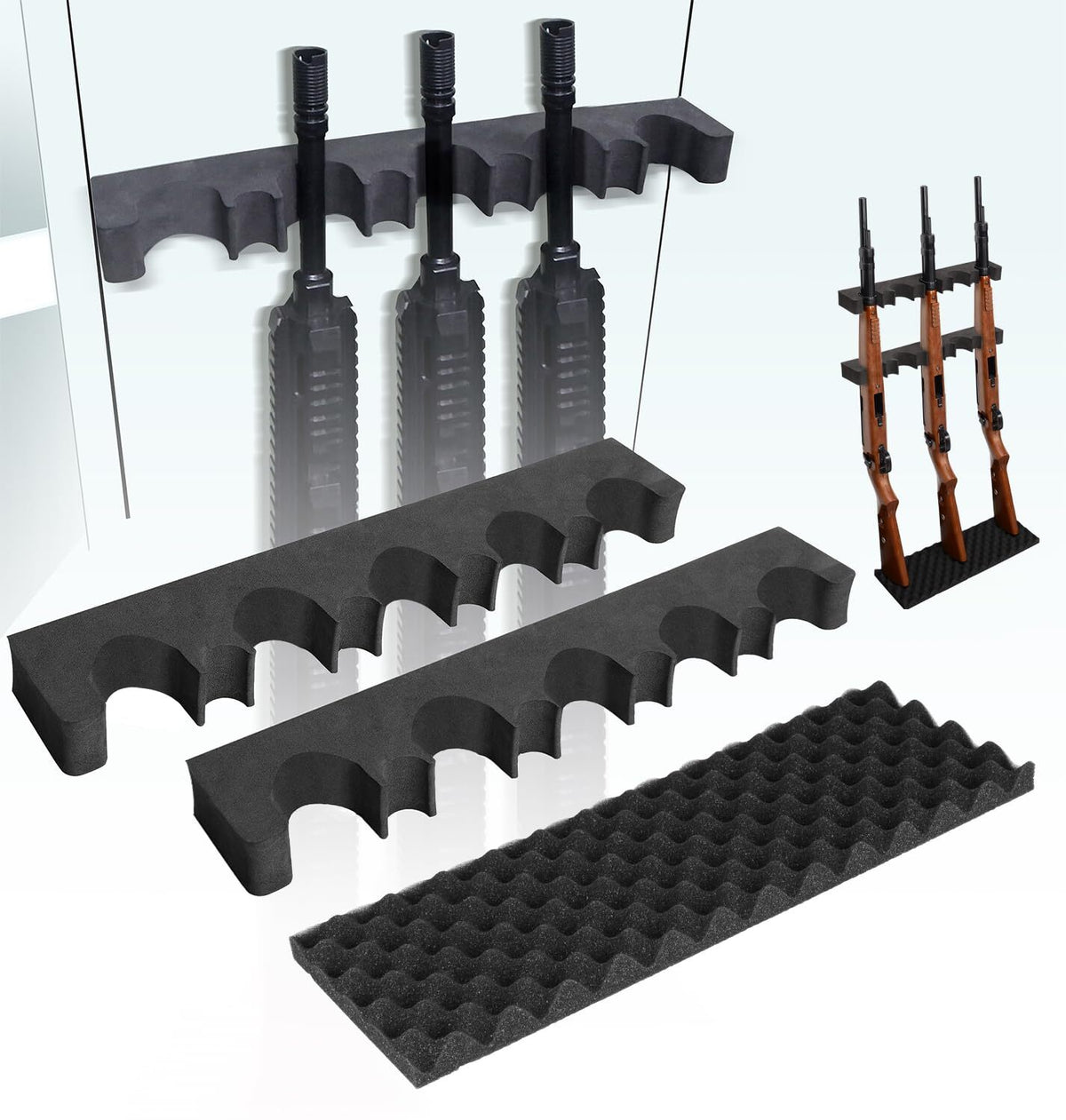 Magnetic Foam Gun Rack for Shotgun and Rifle Storage — 2/3+2/5+4 Pack