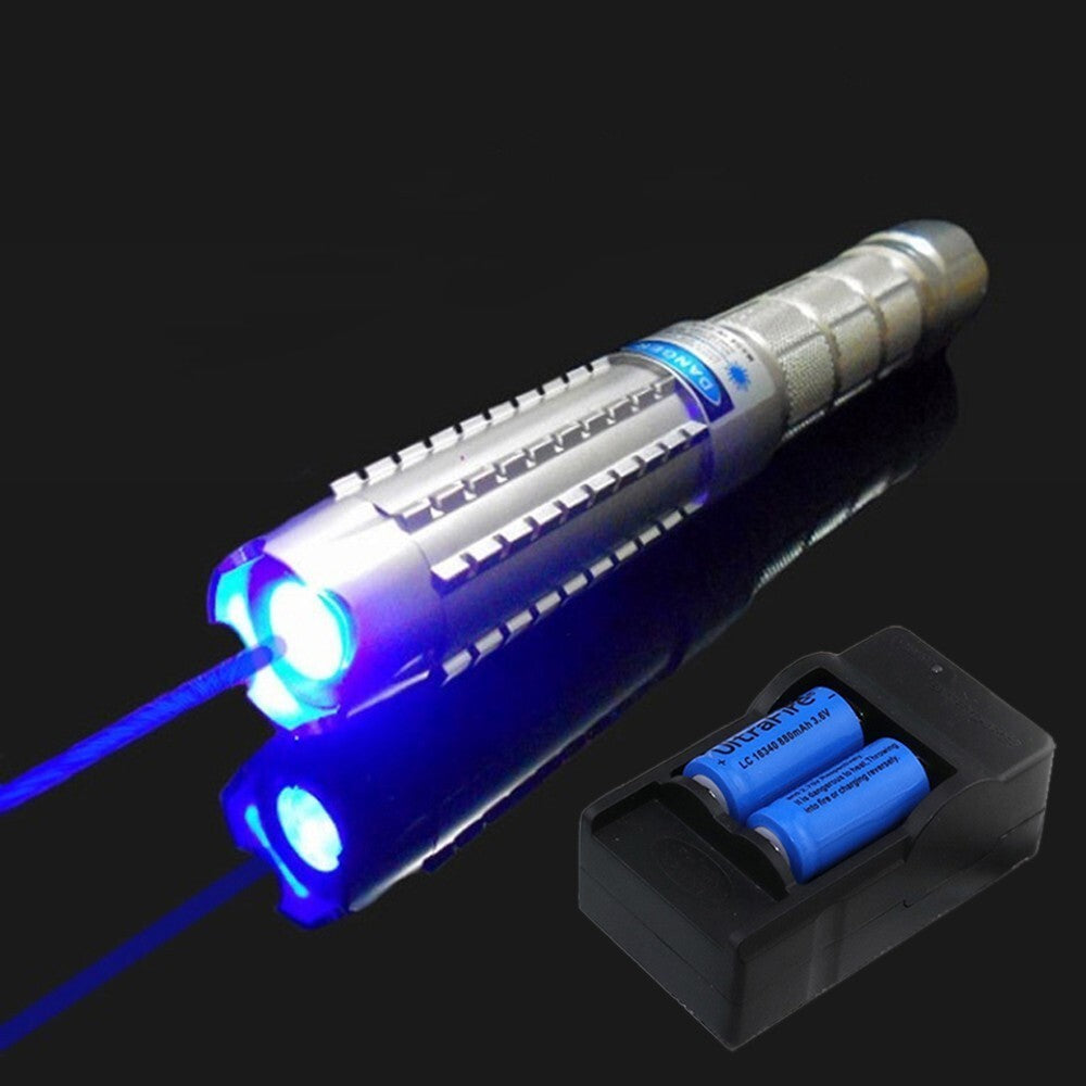 Adjustable Focus Blue Laser Pointer with Battery & Charger - 450nm 3000-5000M Range