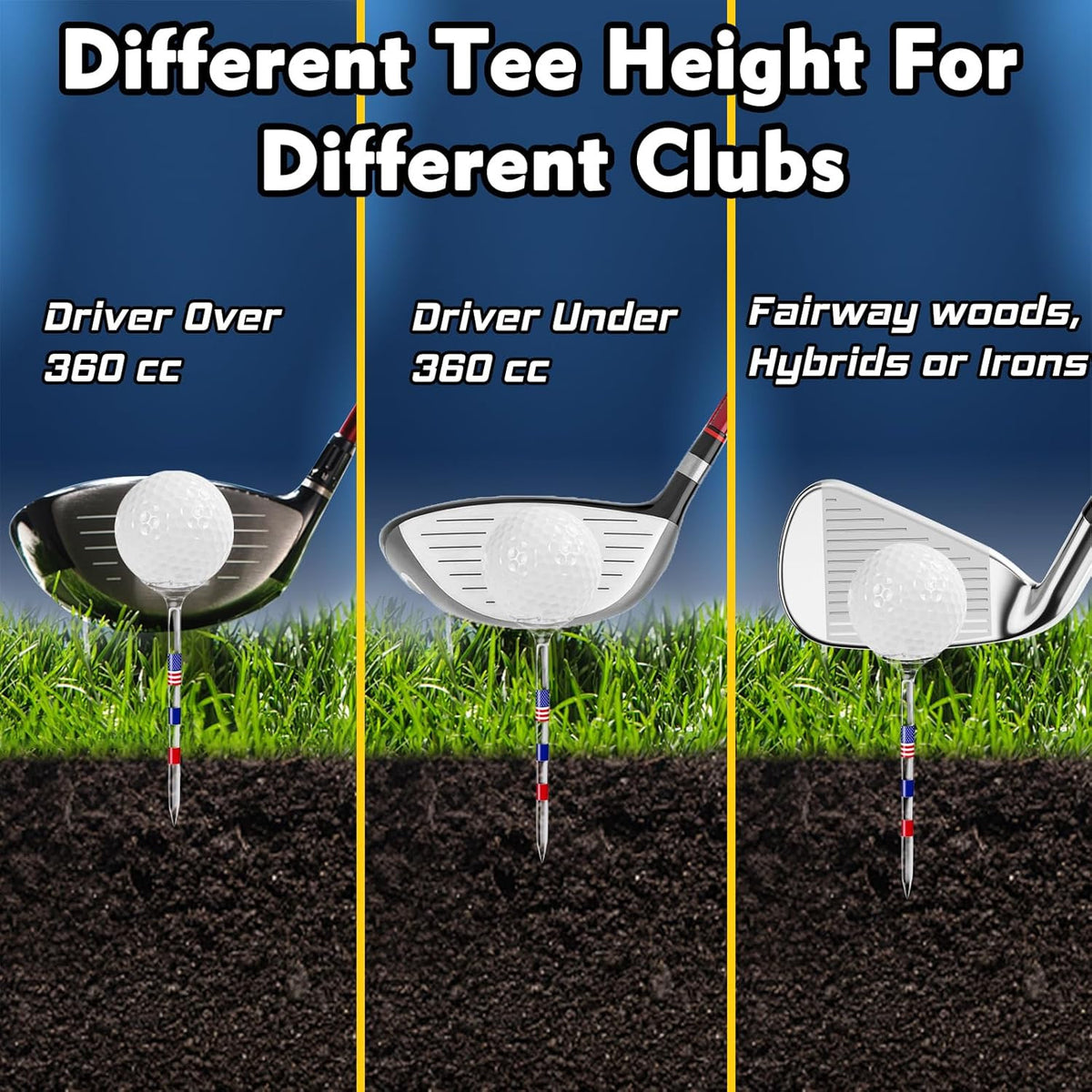 Unbreakable Plastic Golf Tees 3 1/4 Inch Long Multicolor Pack of 50