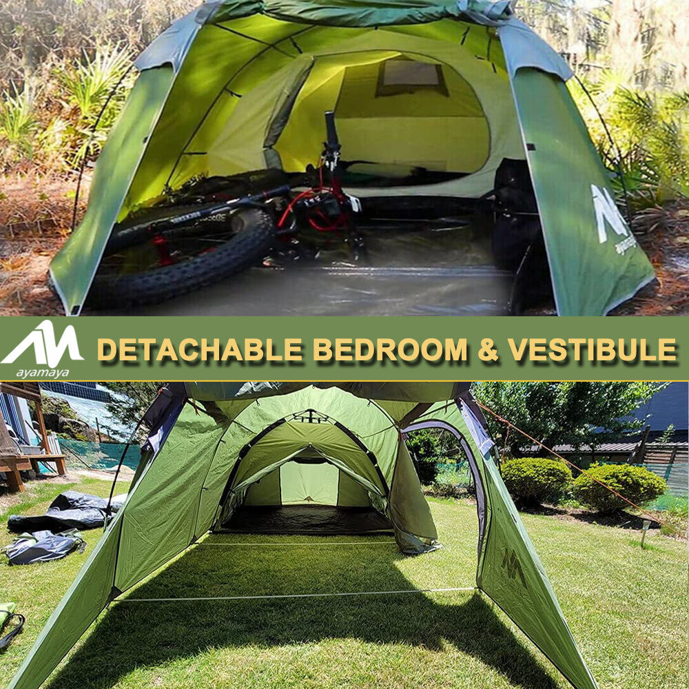 4 Person Waterproof Dome Tunnel Camping Tent with Vestibule
