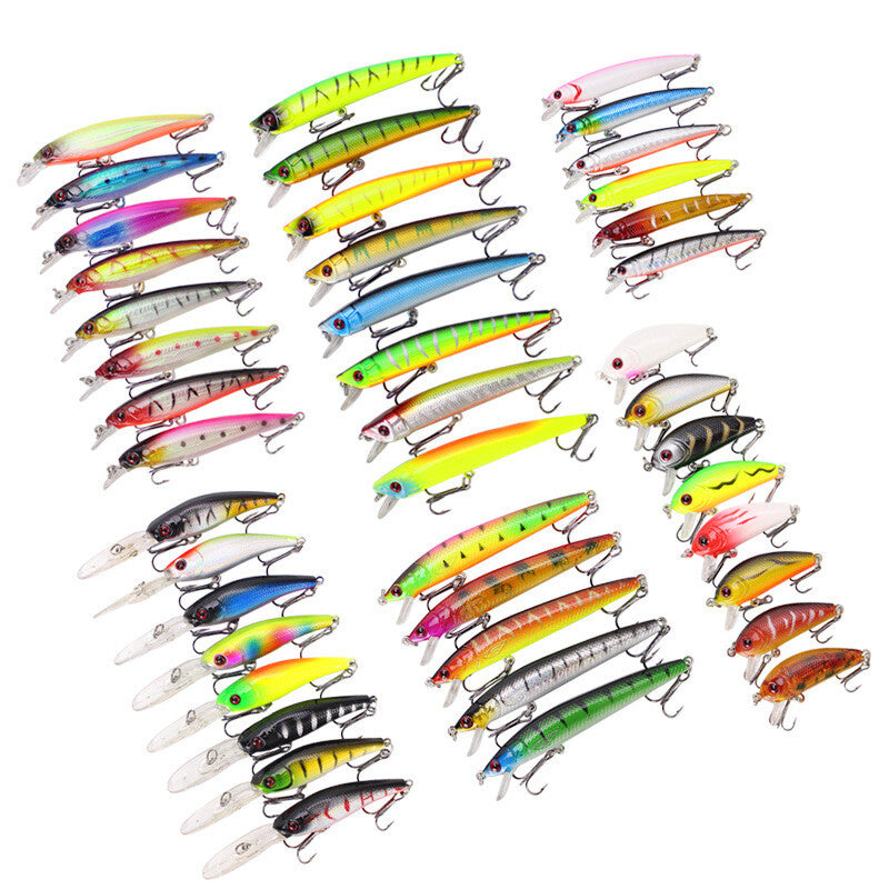43pcs Minnow Fishing Lures Kit - Hard Plastic Bait Tackle Set