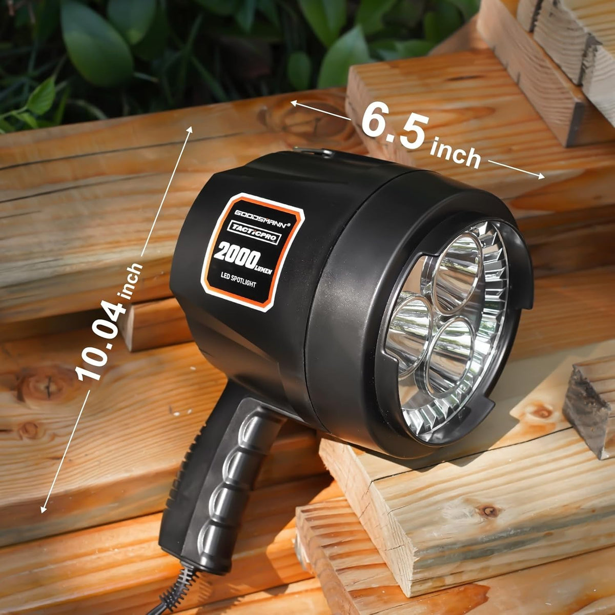 12V LED Handheld Spotlight with 2000 Lumens for Boat Camping Hunting
