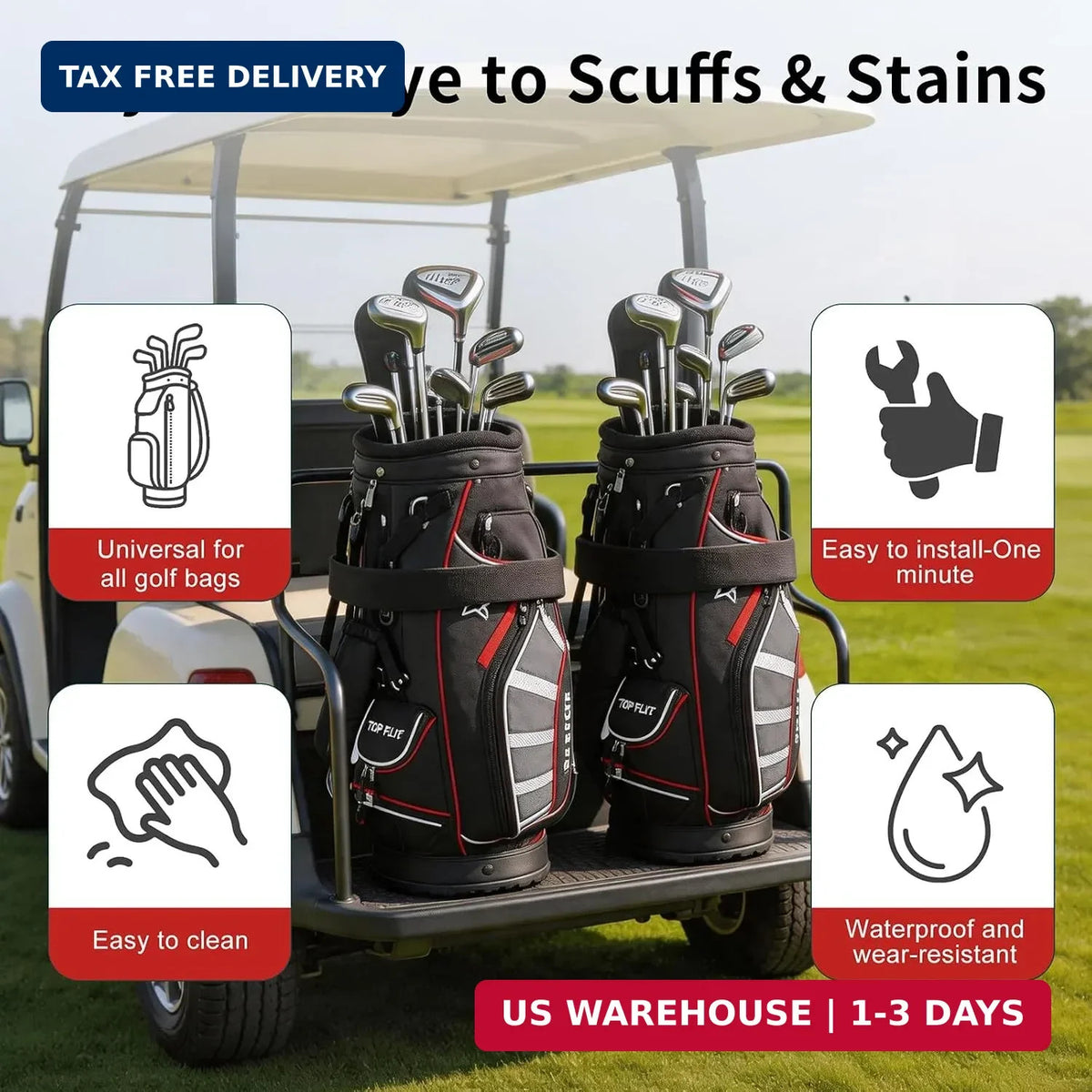 Golf Cart Strap Sleeve Protector - Neoprene Buffer for Golf Bags