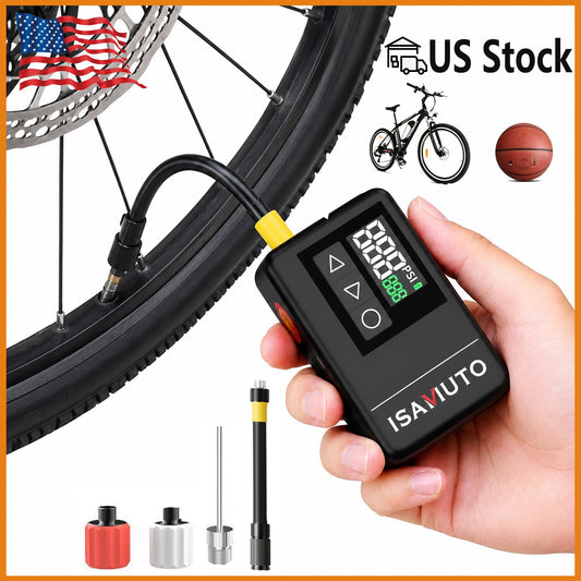 Electric Bike Pump with Gauge 120 PSI Portable for Presta Schrader Valves