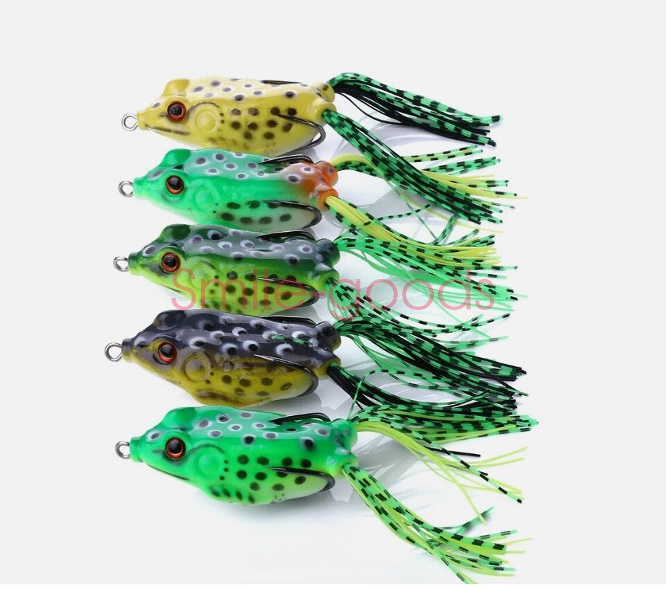 5pcs Frog Soft Fishing Lures Set - Topwater Crankbaits for Bass, 5.5cm, 13g