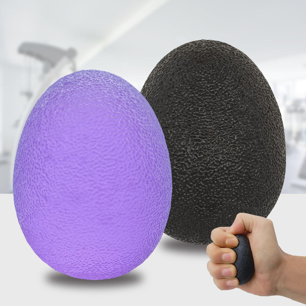 Adult Hand Stress Balls Set - Purple and Black Grip Exercisers for Stress Relief and Hand Therapy