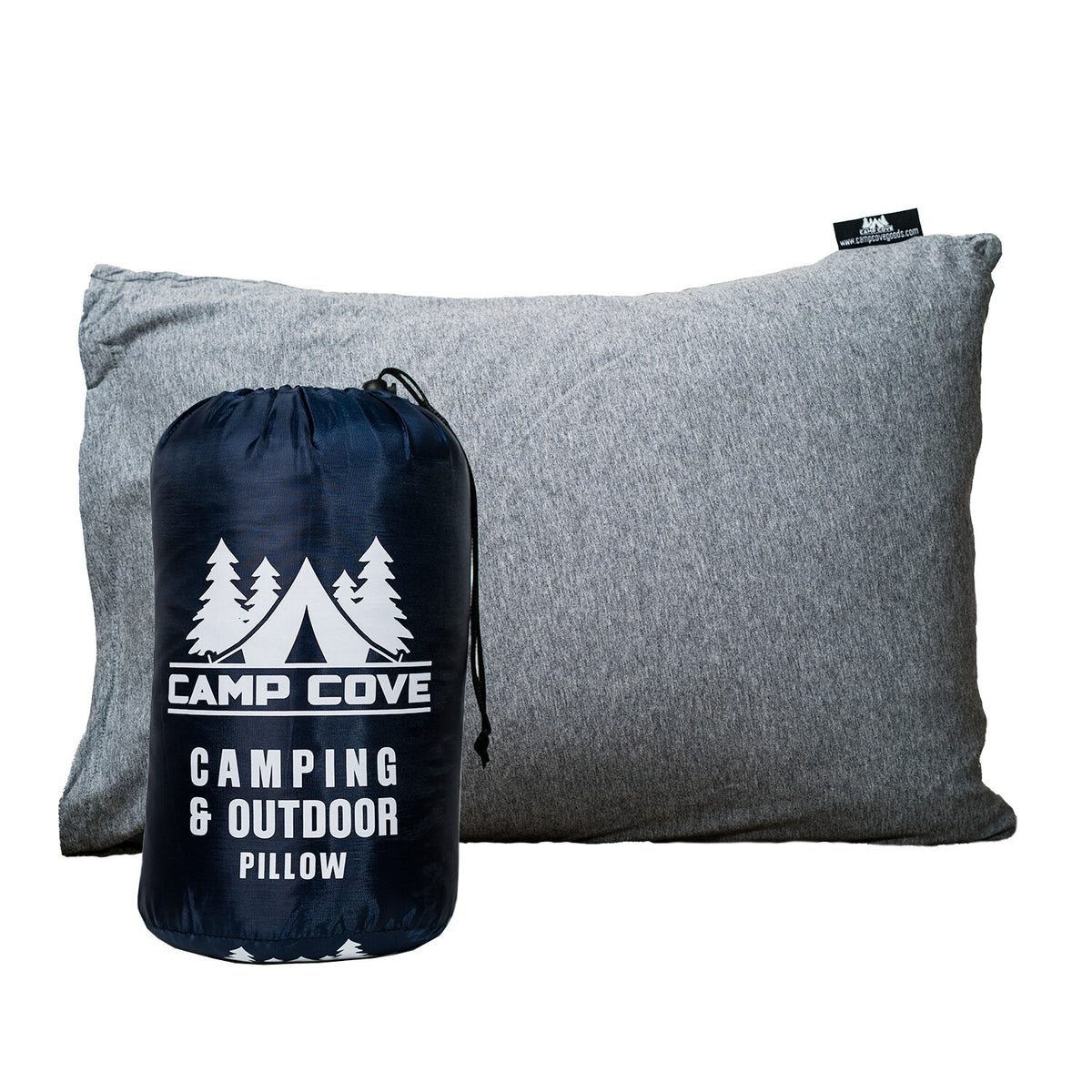 Camping Pillow with Jersey Cotton & Shredded Memory Foam - 15x21 Compressible
