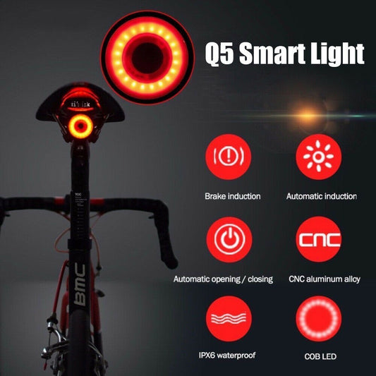 Rechargeable Bike Tail Light with Brake Sensor Waterproof USB Cycling Light