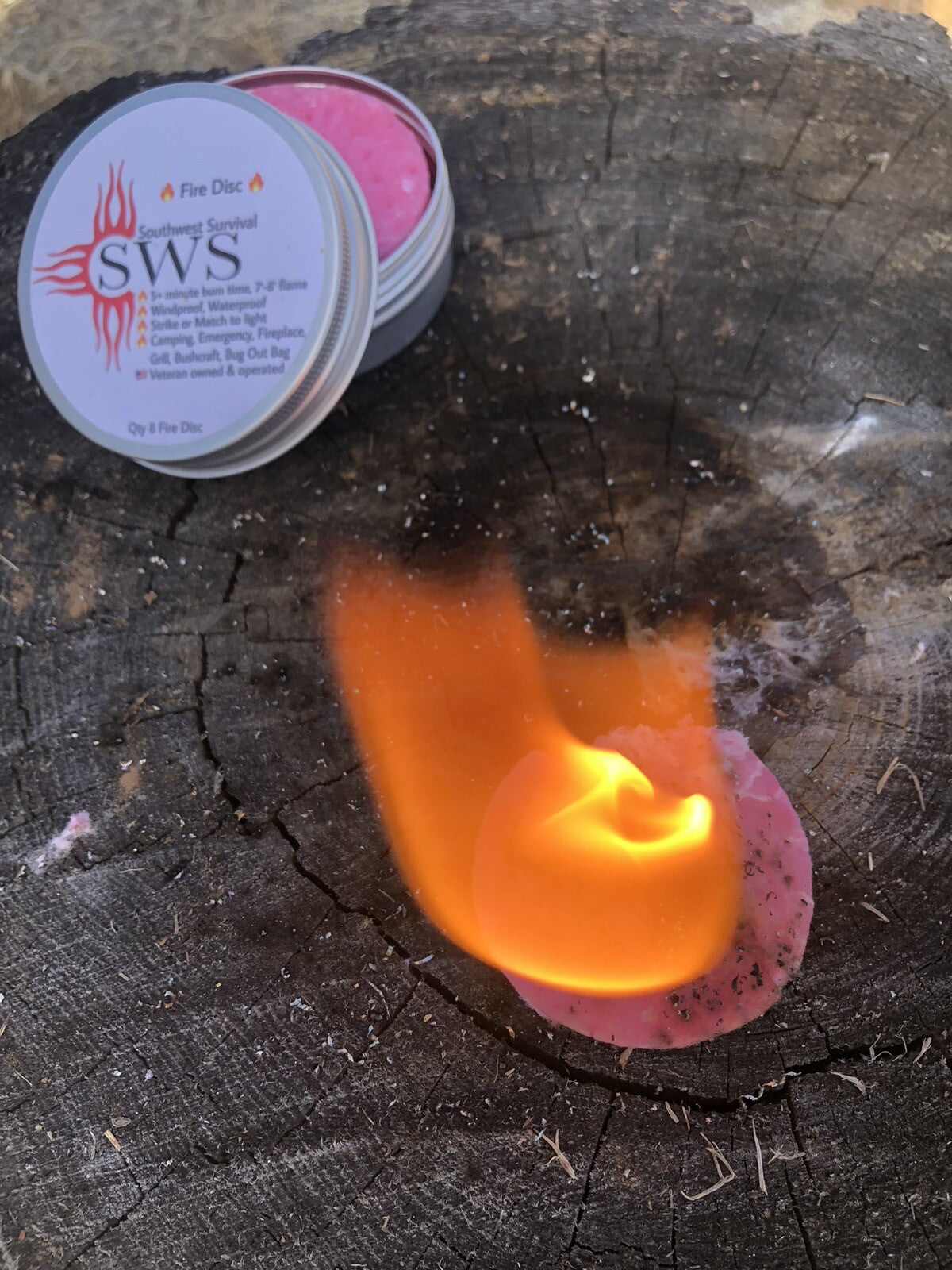 Outdoor Fire Starter Discs Pack of 8 - Waterproof, Windproof Camping Tinder