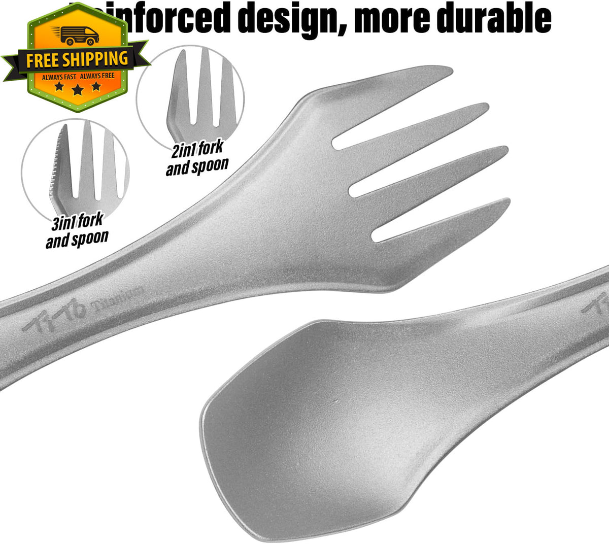 Titanium Camping Spork 3-in-1 Utensil Lightweight Eco-Friendly