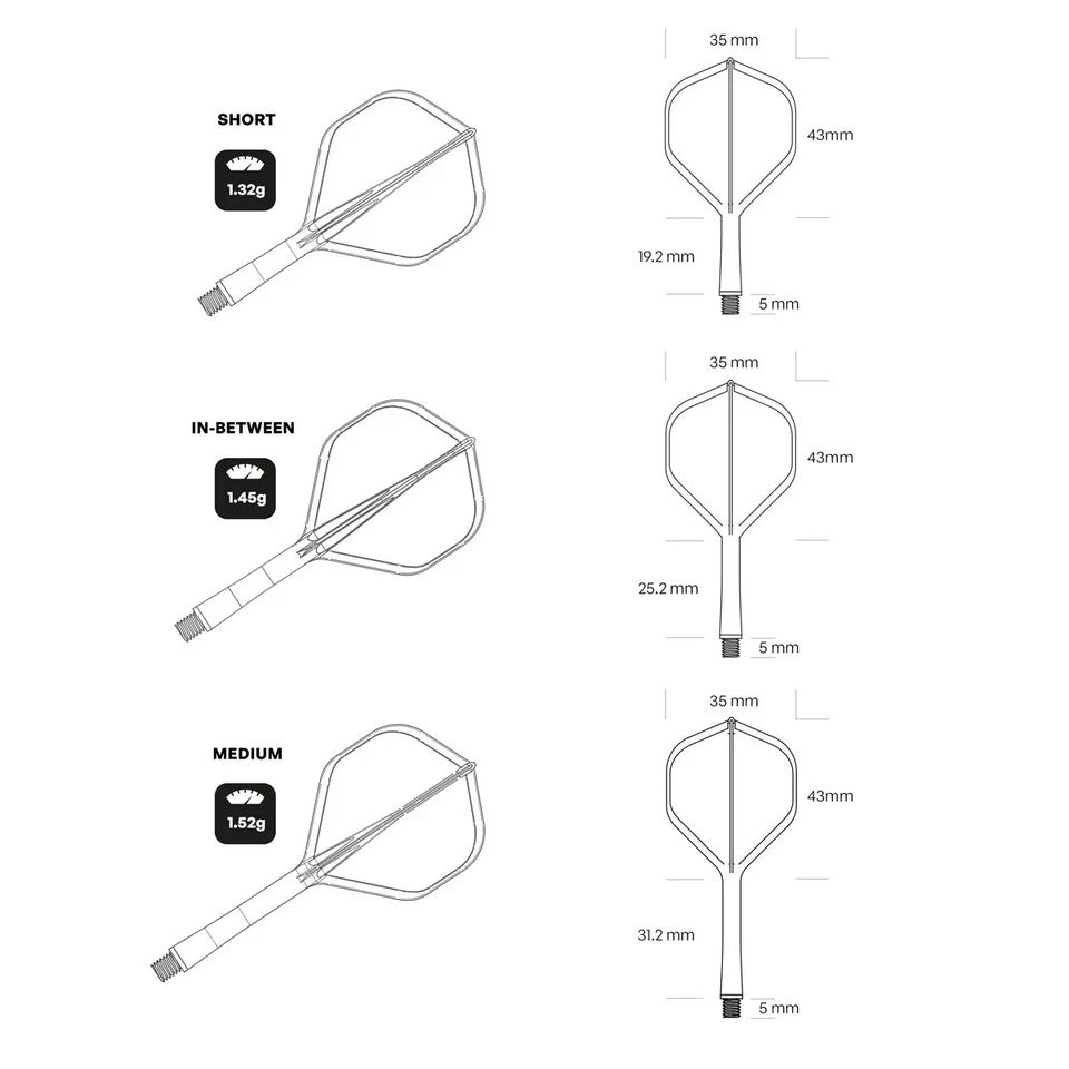 Shot Flight Deck 2 Pack: Dart Flights & Shafts System, White Short 19.2mm