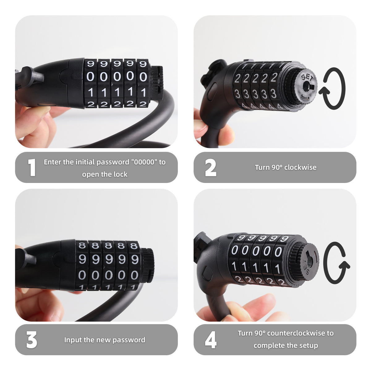 Heavy Duty Bicycle Lock with 5-Digit Combination - Waterproof Bike Cable Lock