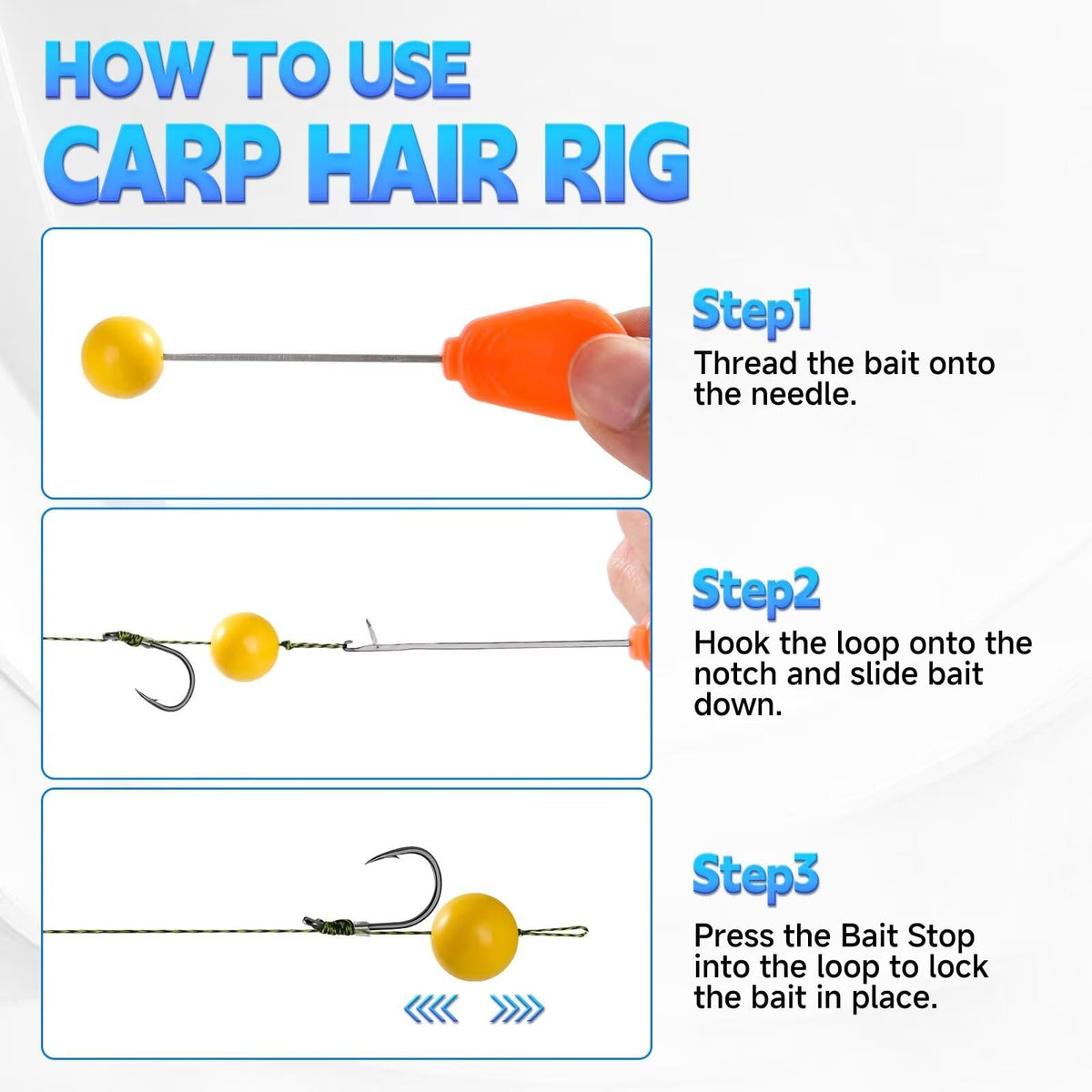 Carp Fishing Rig Kit with Pre-Tied Hair Rigs and Bait Set - Multiple Sizes
