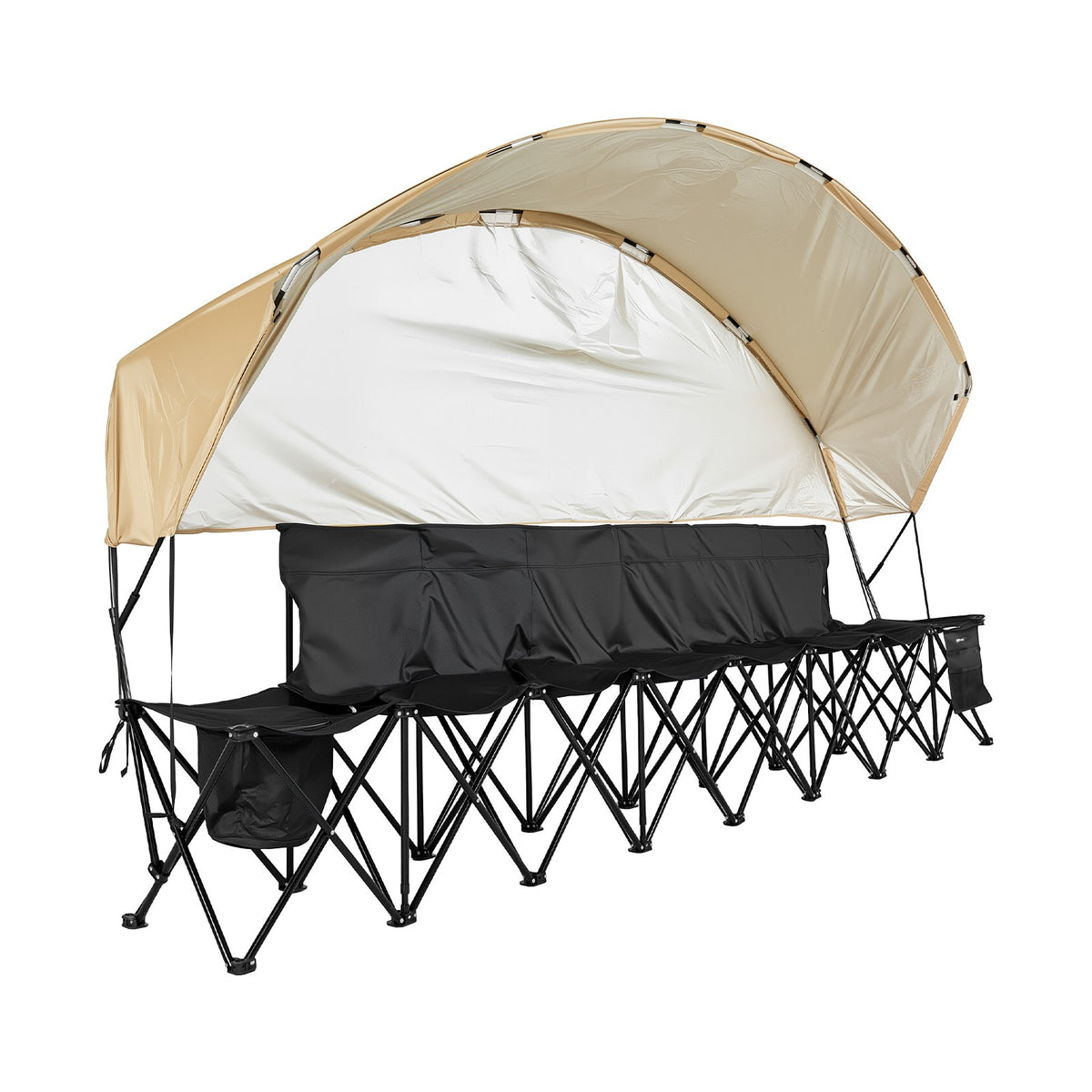 6-Seat Folding Sports Bench with Sunshade and Storage Bag