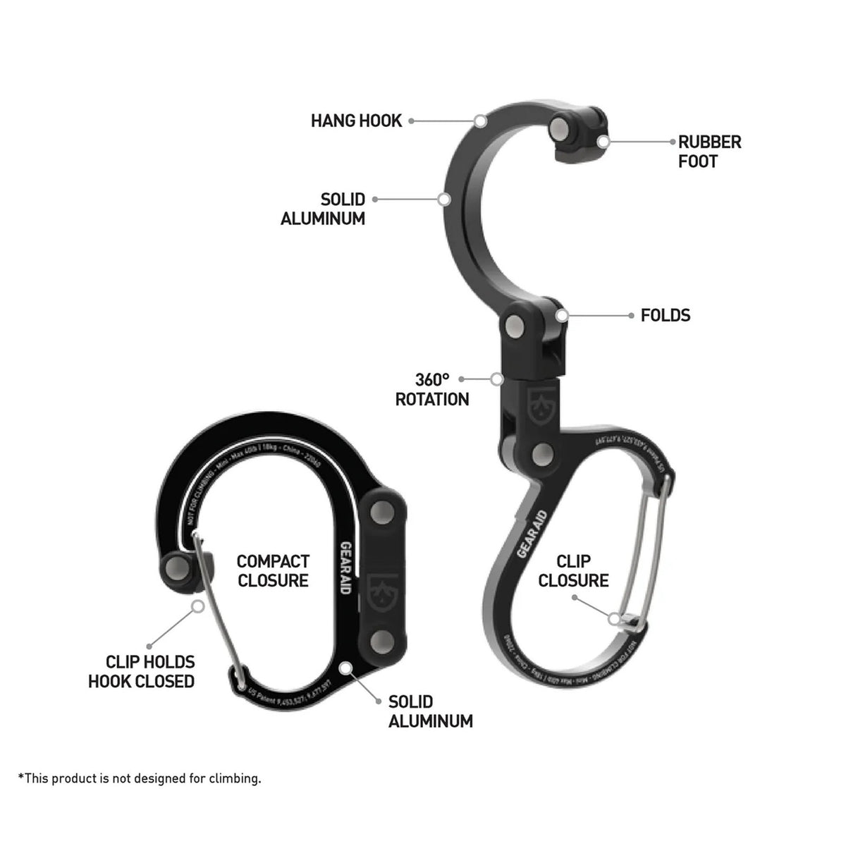 Mini Hybrid Camping Gear Clip - Lightweight Multi-Use Carabiner for Outdoor Adventures