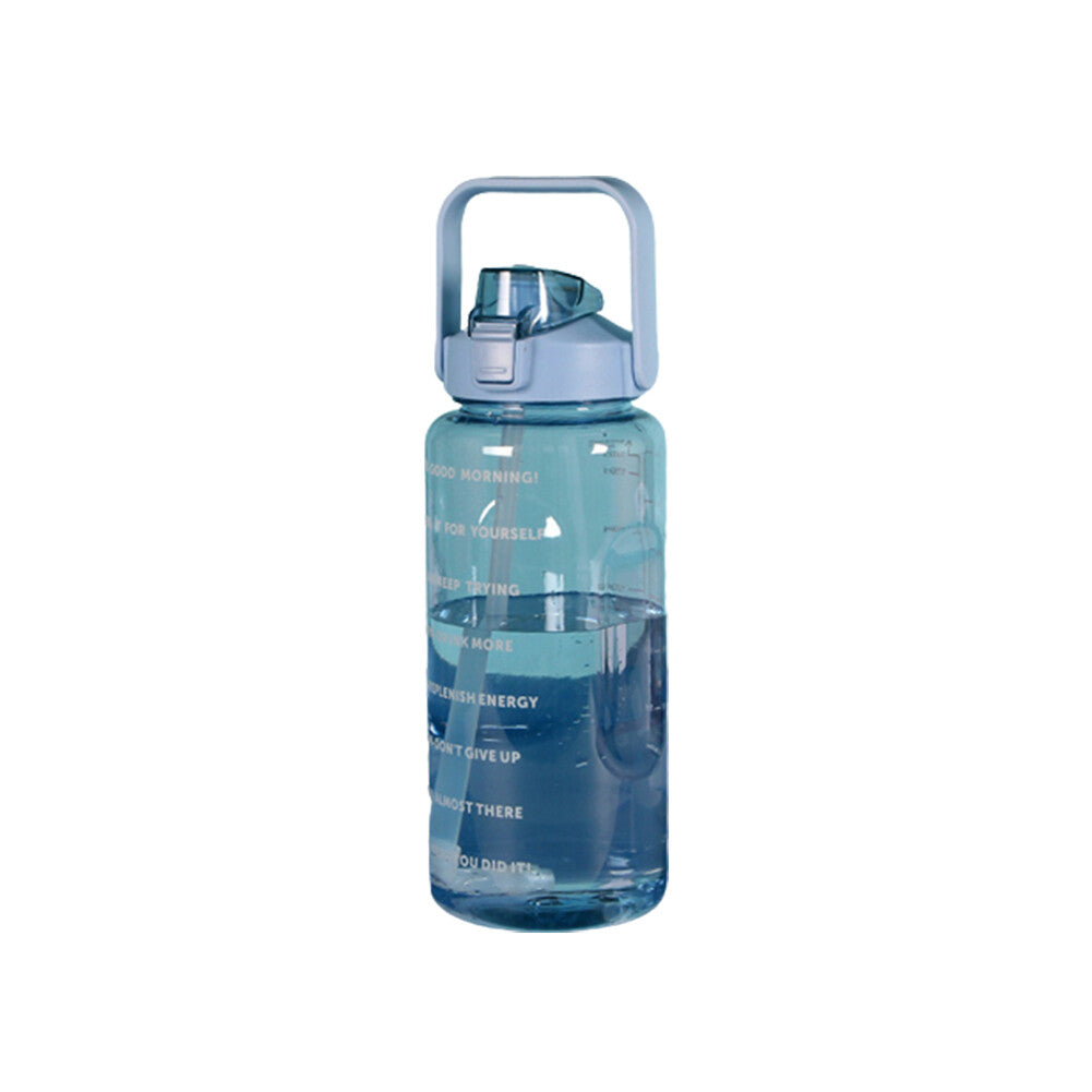 Motivational Half Gallon Water Bottle with Time Marker and Straw - 64 oz BPA Free Hydration Bottle