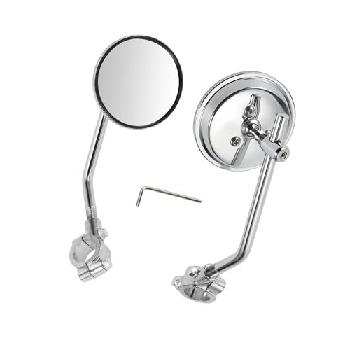 Universal Motorcycle Rear View Mirrors Handlebar Set Adjustable Iron Chrome