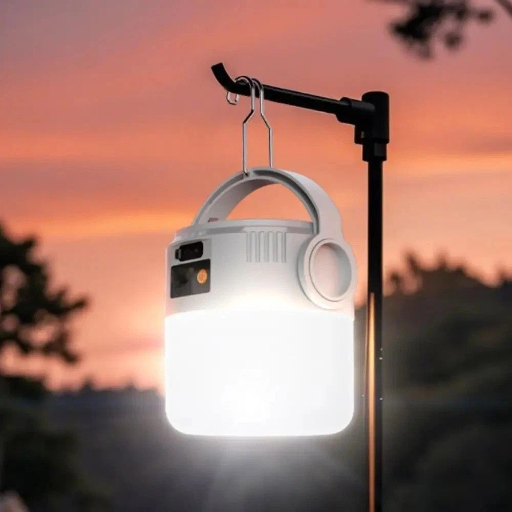 Portable Solar Rechargeable LED Camping Lantern with USB & Digital Display