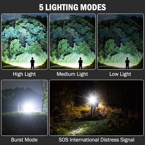 Rechargeable LED Flashlights 4 Pack - Waterproof High Lumens Outdoor Light