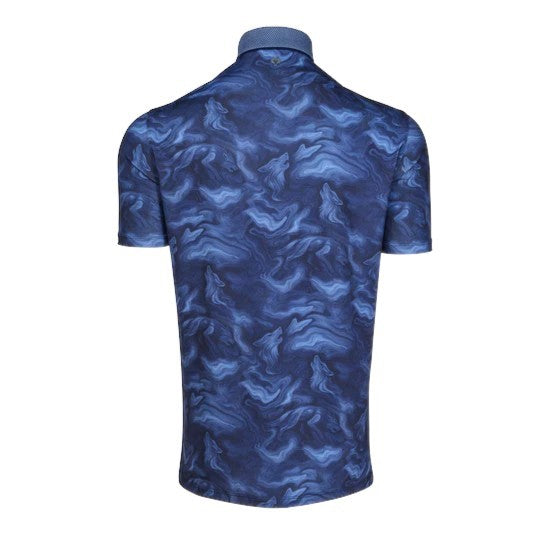 Greyson Smoke in the Den Polo - Performance Athletic Fit with Wolf Pattern