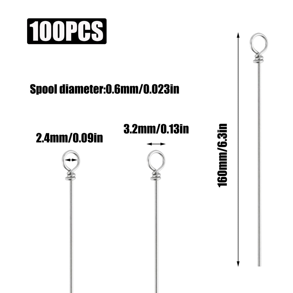 Stainless Steel Fishing Wire Spinners for Lure Making - 100 Pcs