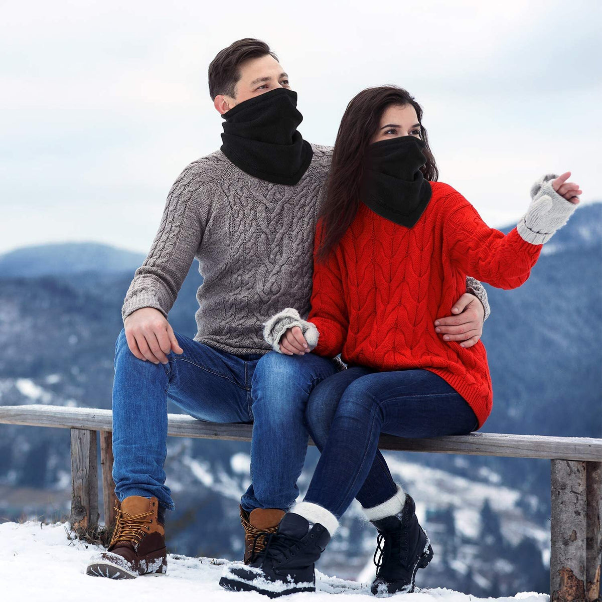 Fleece Neck Warmer Gaiter Winter Balaclava Ski Mask with Adjustable Strap