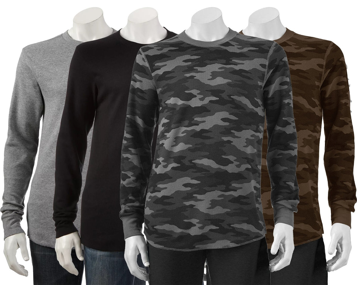 Men's Big & Tall Thermal Crew Top - Base Layer Long-Sleeve Shirt