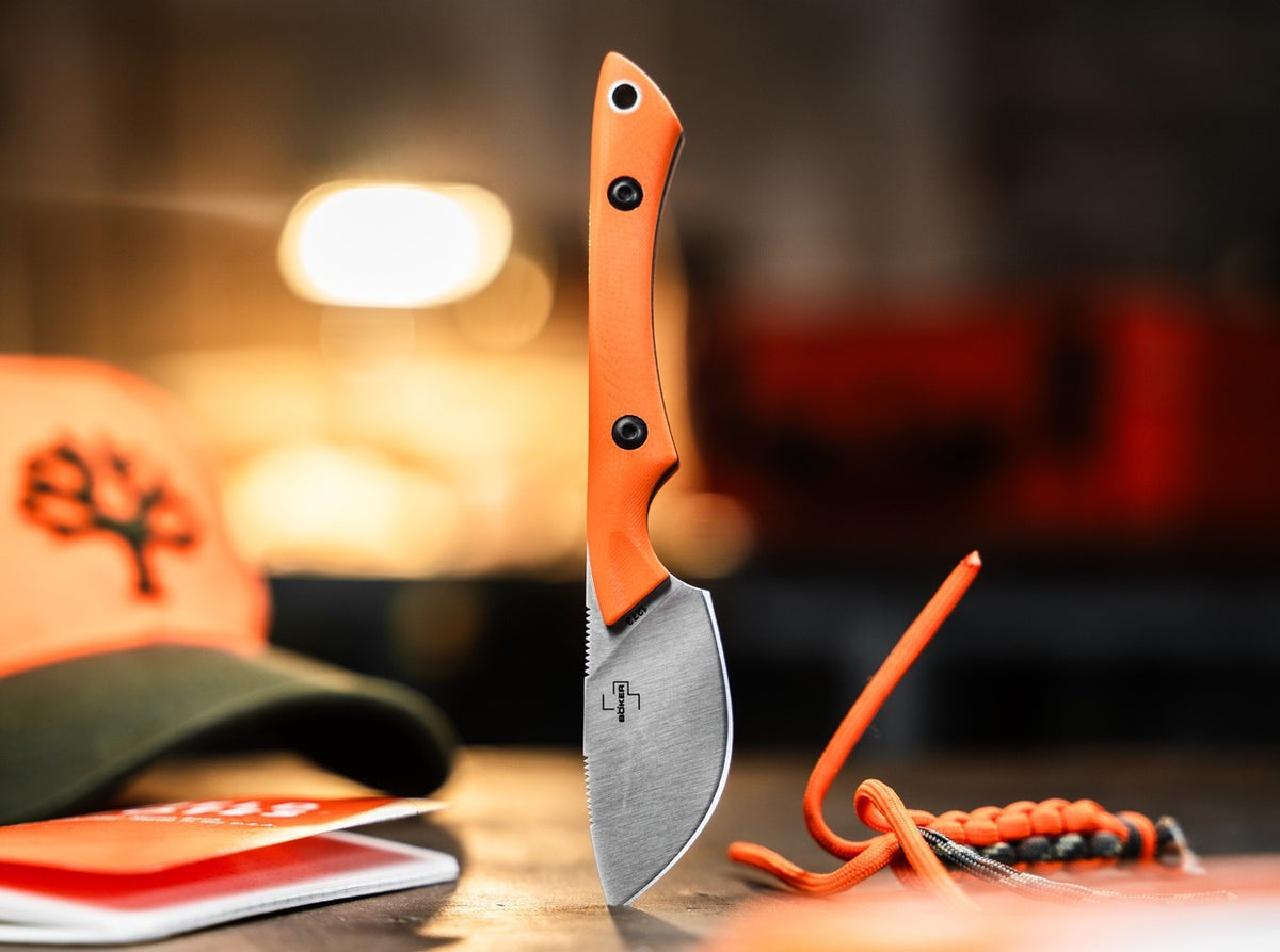 Orange Fixed Blade Hunting Knife 2.36 Inch Stainless Steel Outdoor Knife