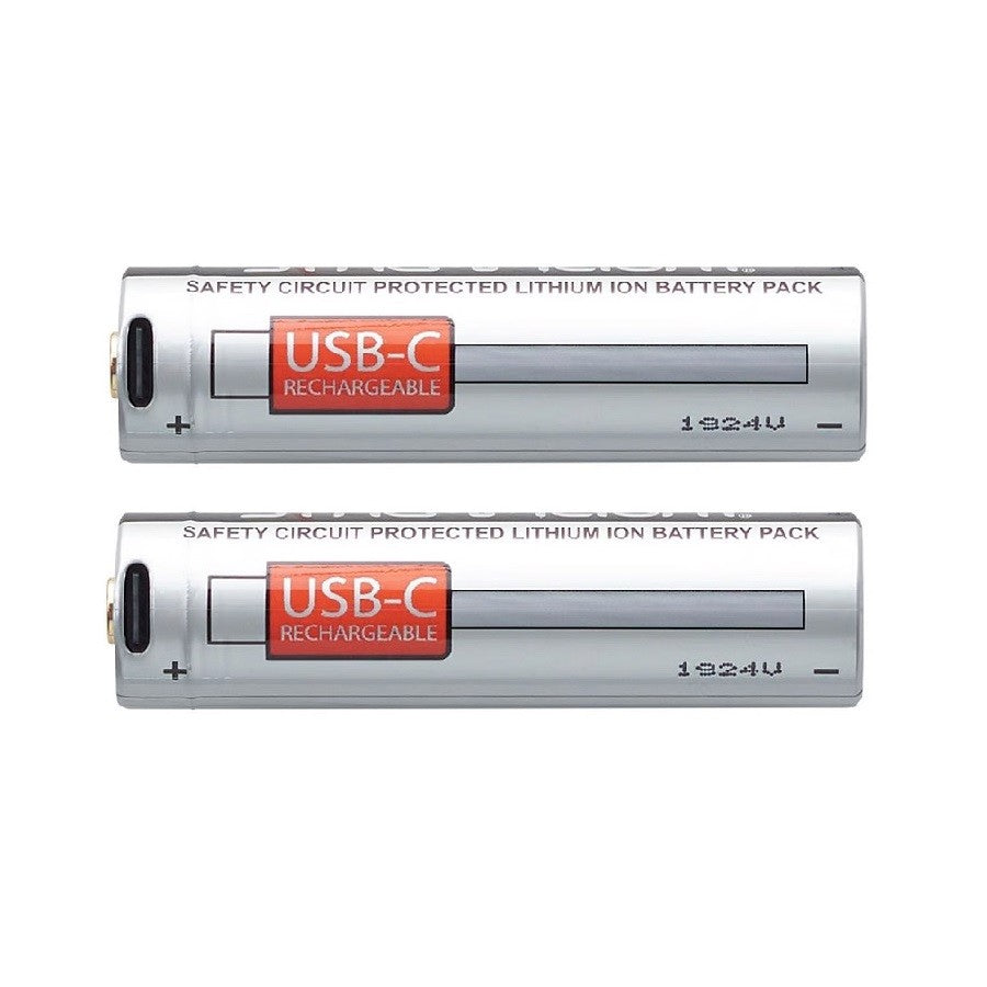 USB Rechargeable Lithium Battery Pack 2 Pack for Flashlights & Lighting Tools