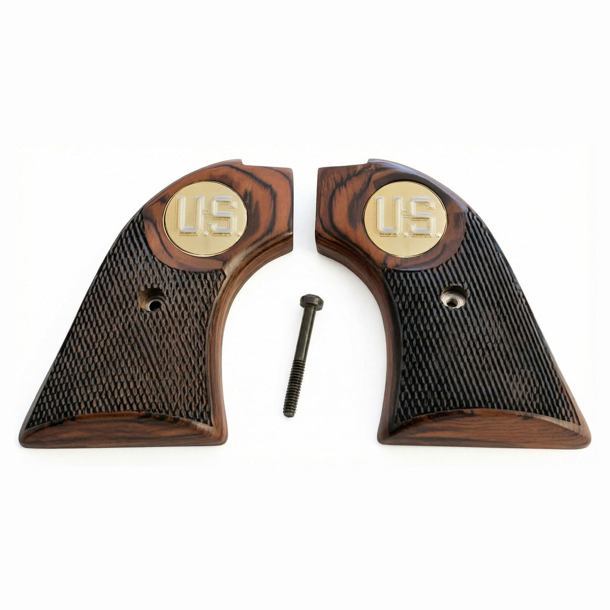 Heritage Rough Rider Checkered Rosewood Gold US Grips for .22 LR Revolvers