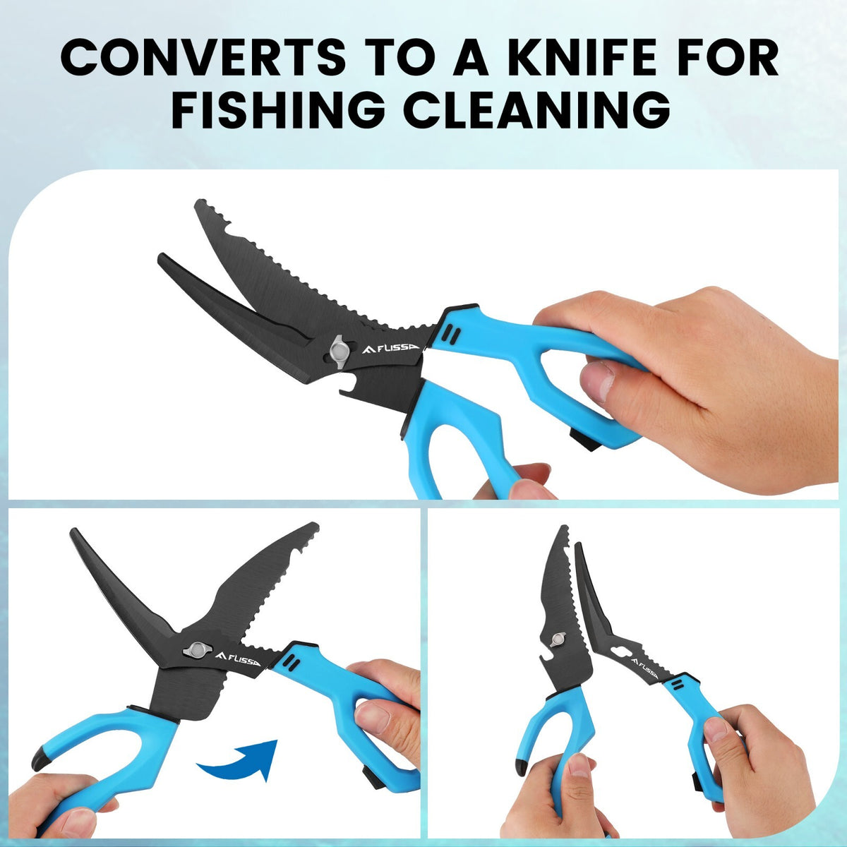 10-Inch Stainless Steel Detachable Fishing Scissors with Fish Scaler & Multi-Tool