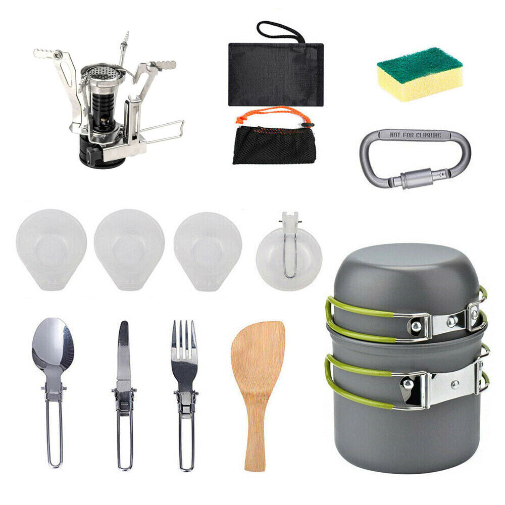 Portable Camping Stove with Complete Cookware Set - Gas Burner for Hiking & Picnics