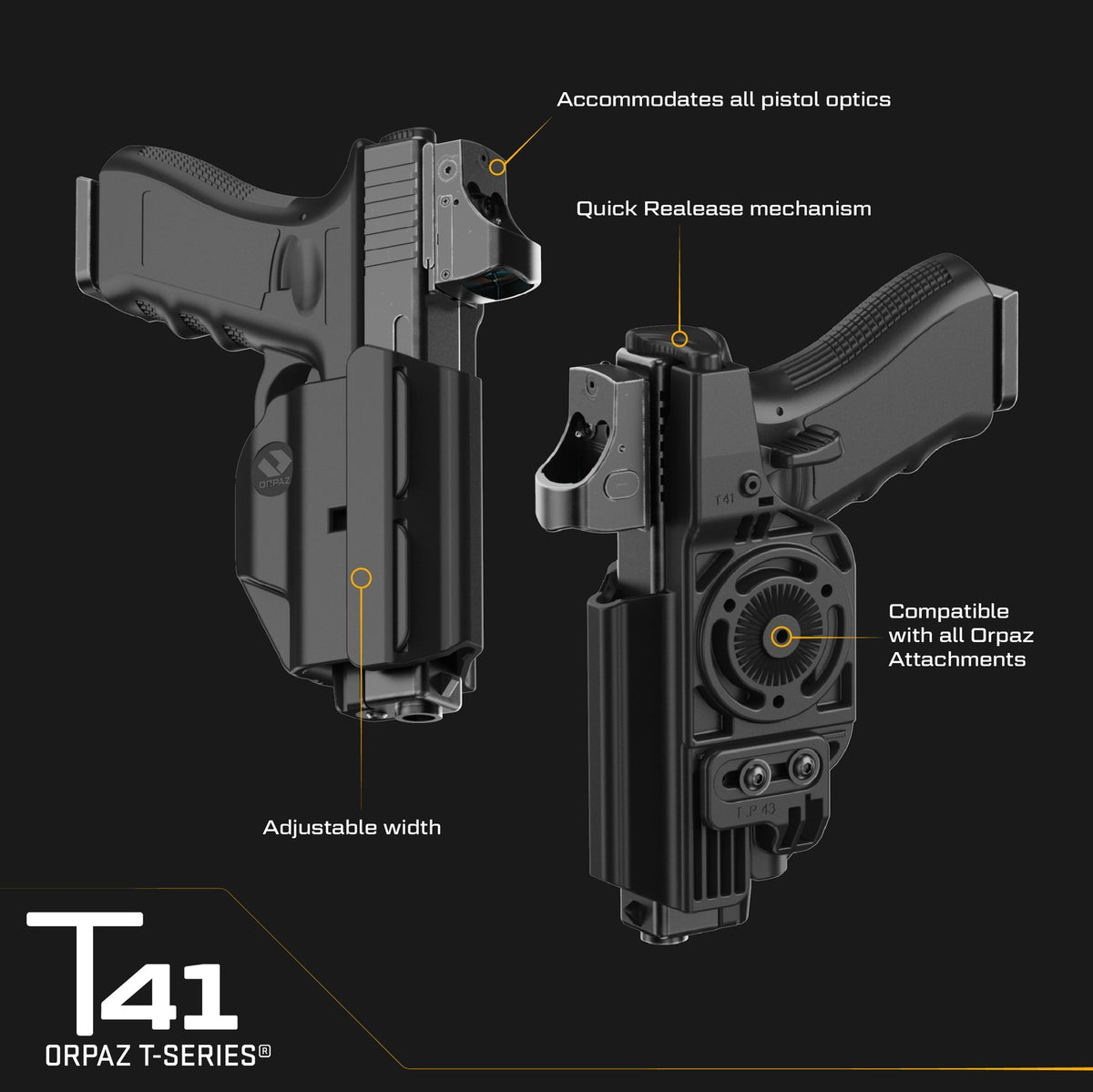 Universal Adjustable Weapon Holster with Multi-Level Retention & Optic Compatibility
